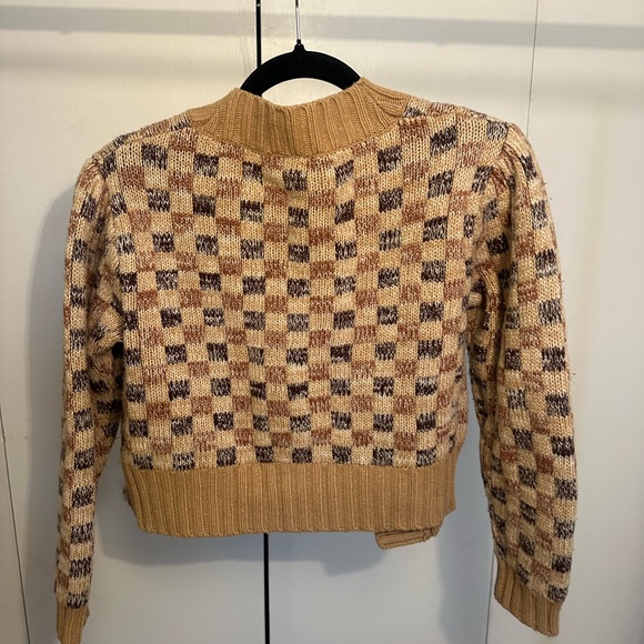 Rebecca Taylor Tan and Brown Checkered Cardigan - Picture 2 of 4